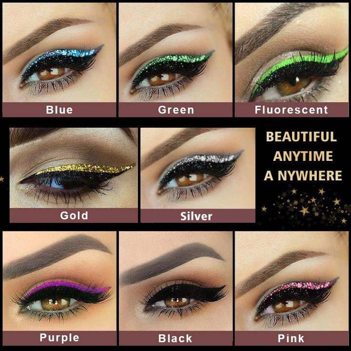 NEENCE® 8 Colors Reusable Eyeliner and Eyelash Stickers with Glitter