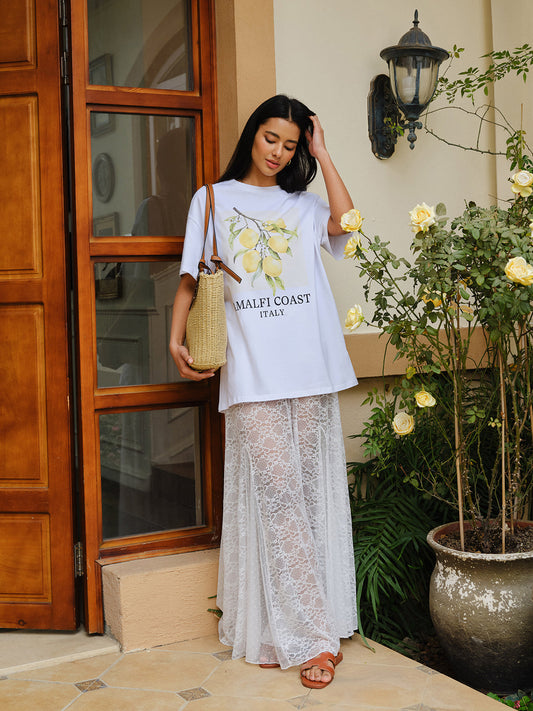 Cotton Print Oversized T-Shirt