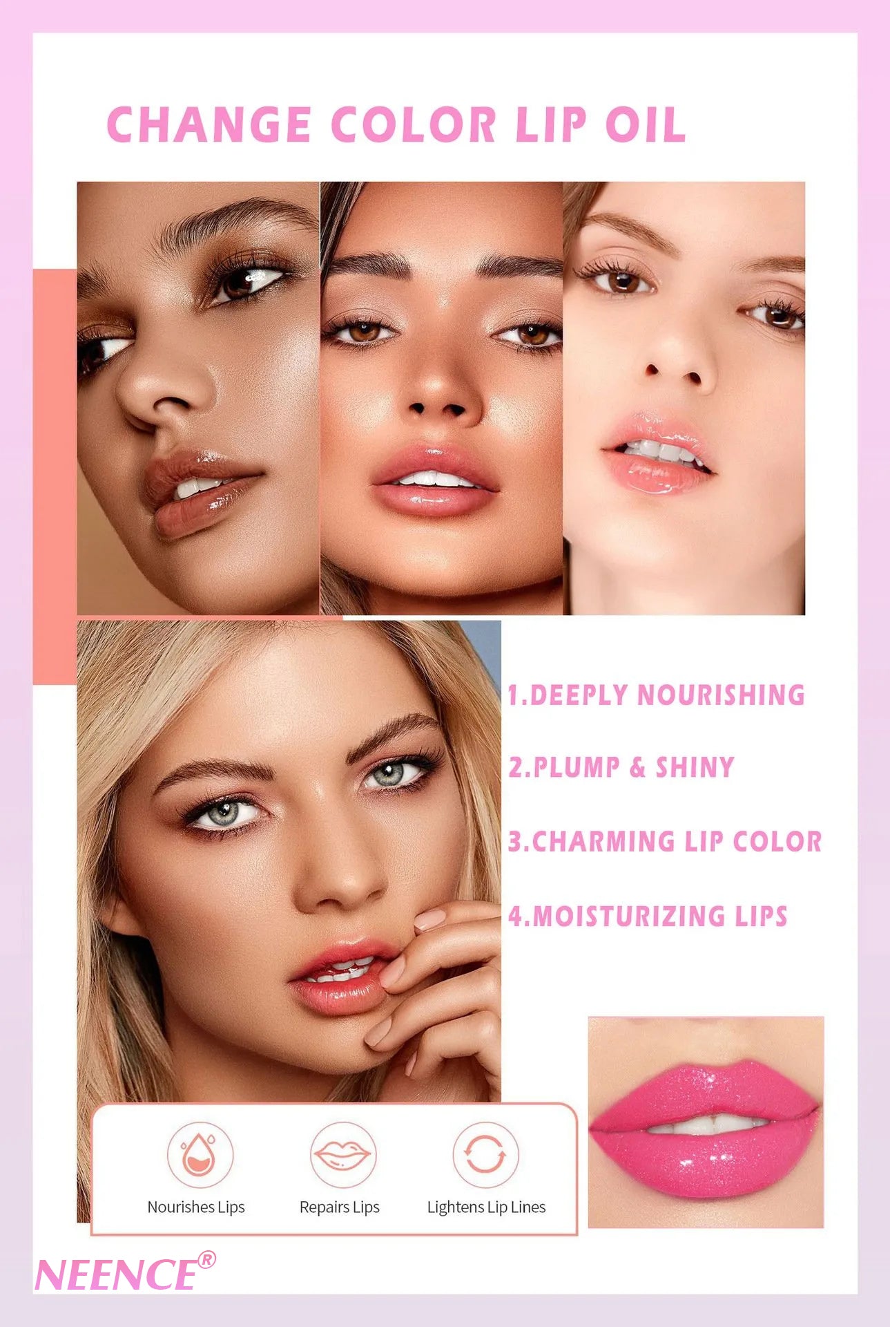 👍Buy 2 Get 1 Free & Each Only $9.99 Today💥 - NEENCE® Viral Color-changing Lip Oil