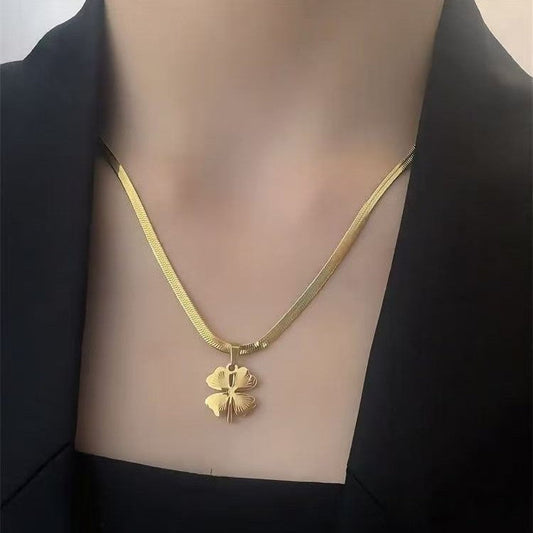 Women's four-leaf flower collarbone chain 2025081204