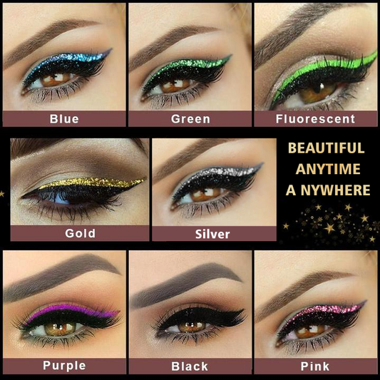 NEENCE® 8 Colors Reusable Eyeliner and Eyelash Stickers with Glitter